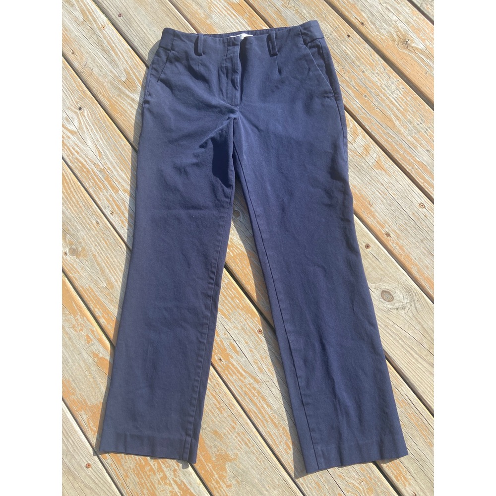 Talbots Petite Navy Blue Straight Leg Dress Pants Cotton Blend 6P JO3069